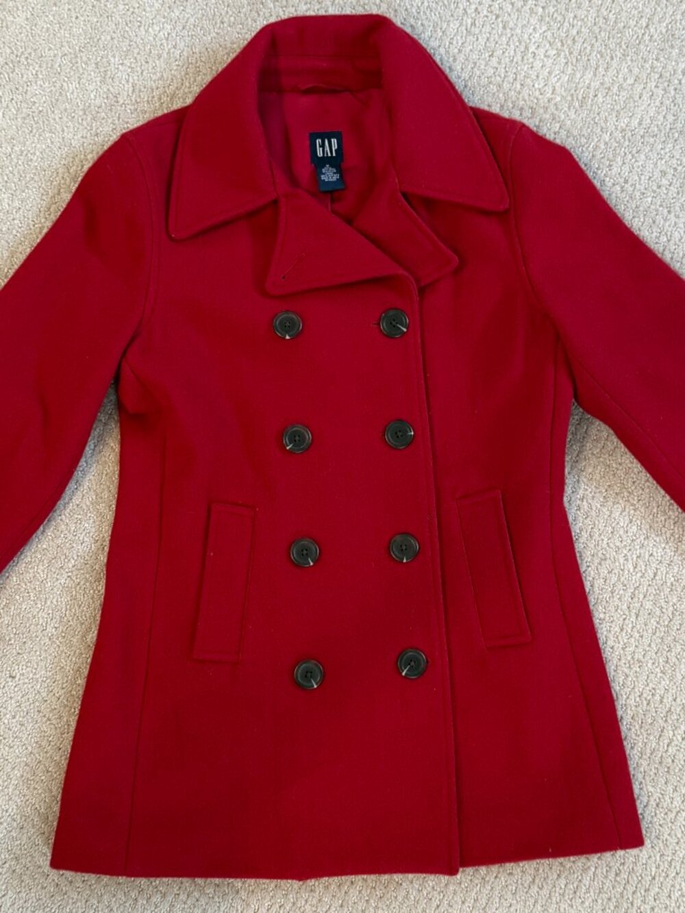 Classic Red Wool Pea Coat